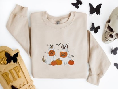 ハロウィンホラー幽霊ペット刺繡Tシャツ、トレーナー、パーカ-welikecustom-MJ