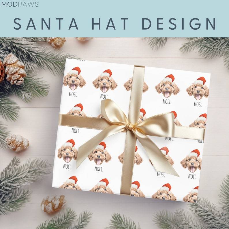 カスタマイズされたペットの写真コミック手描きのかわいいクリスマスをテーマにした包装紙 (6 枚)-welikecustom-MJ