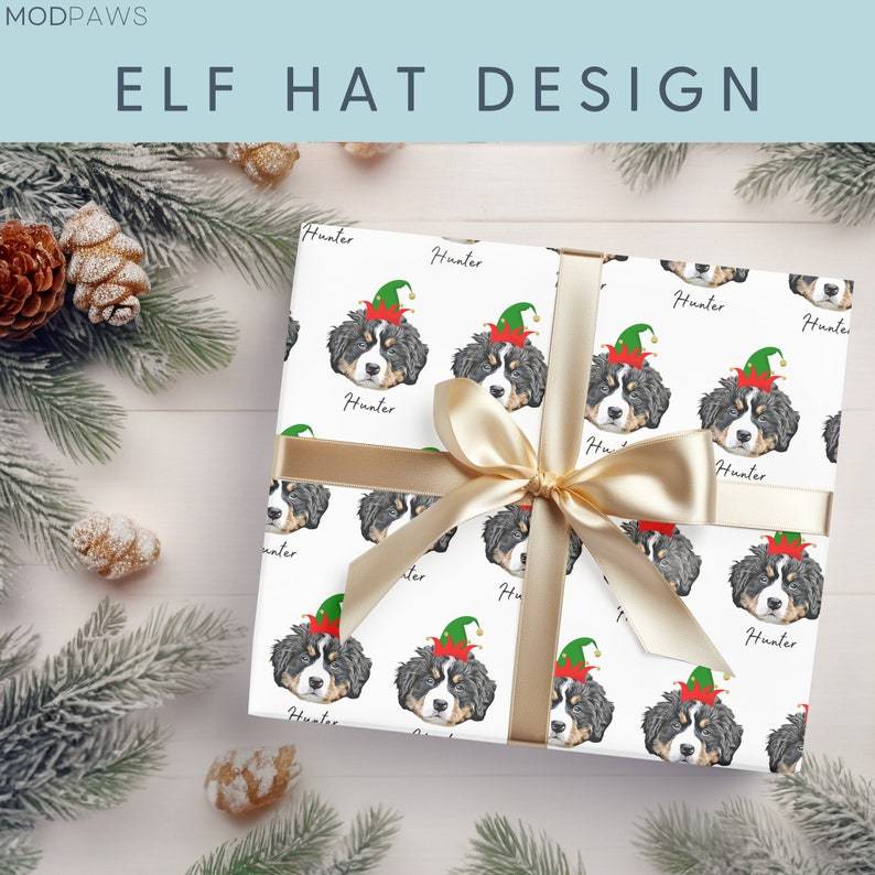 カスタマイズされたペットの写真コミック手描きのかわいいクリスマスをテーマにした包装紙 (6 枚)-welikecustom-MJ