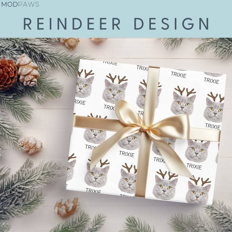 カスタマイズされたペットの写真コミック手描きのかわいいクリスマスをテーマにした包装紙 (6 枚)-welikecustom-MJ
