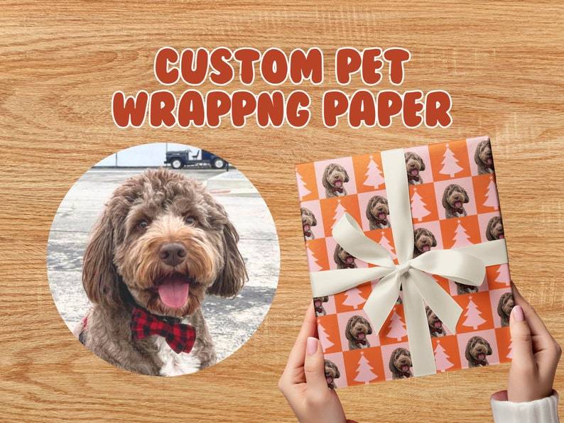 カスタマイズされたペットの写真クリスマスツリーをテーマにした包装紙 (6枚)-welikecustom-MJ
