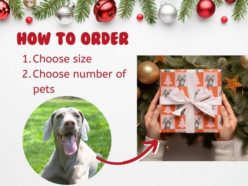 カスタマイズされたペットの写真クリスマスツリーをテーマにした包装紙 (6枚)-welikecustom-MJ