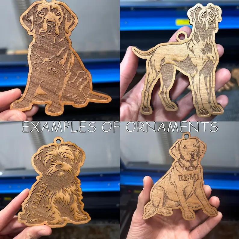 パーソナライズされたペットの頭の彫刻が施された木製ペンダント