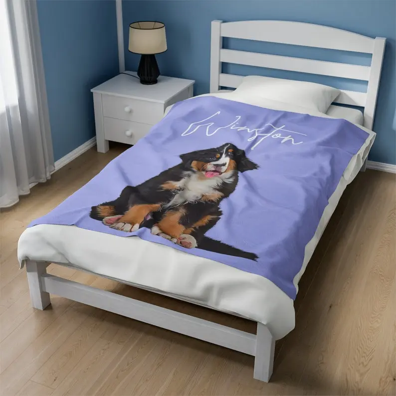 ペットの写真+名前を使用したパーソナライズされたペットブランケットカスタム犬用ブランケット、猫の写真ブランケット、ペットの写真ブランケット