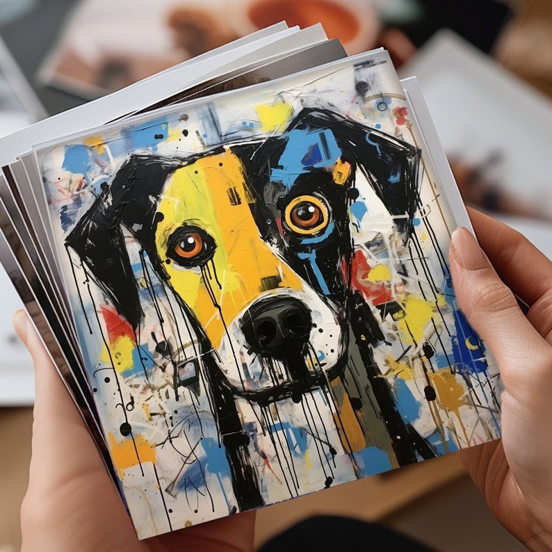 Dog Abstract Print : Abstract Fun Basquiat Style Wall Art Poster UK Prints Printed Frame Canvas Portrait Neo Expressionism Gift Mum Dad 4EF6 image 1