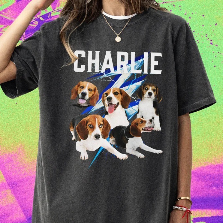 カスタムヴィンテージペットフォト T シャツ、パーソナライズシャツ-welikecustom-MJ