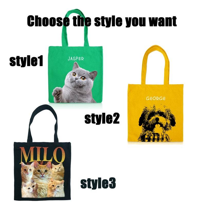 カスタマイズされたペットの写真をパーソナライズしたキャンバスバッグ