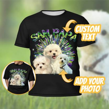 カスタムペット写真シャツ、パーソナライズ T シャツ、ヴィンテージグラフィック 90 年代 T シャツ-welikecustom-MJ