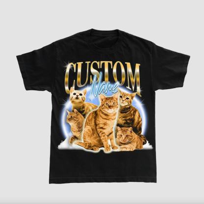 カスタムペット写真海賊風 T シャツ、レトロデザインパーソナライズシャツ-welikecustom-MJ