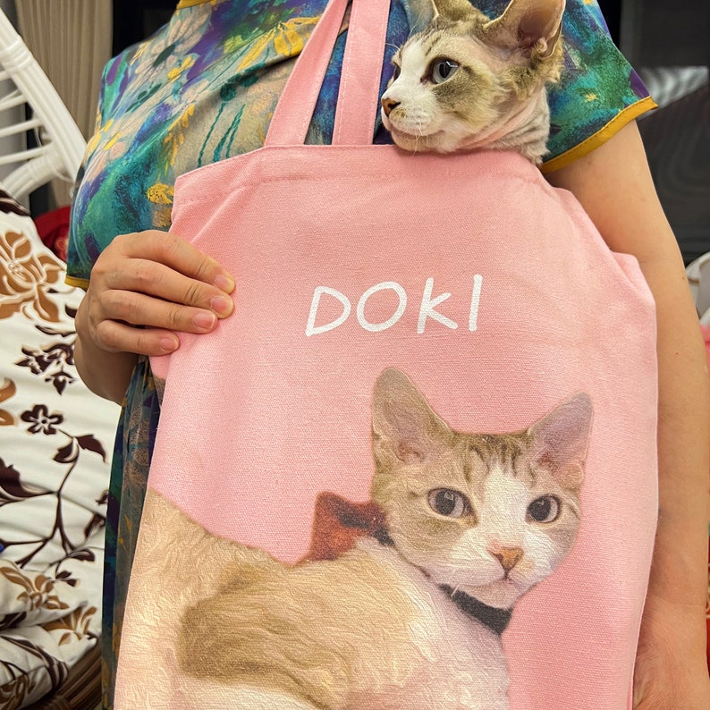 カスタマイズされたペットの写真をパーソナライズしたキャンバスバッグ
