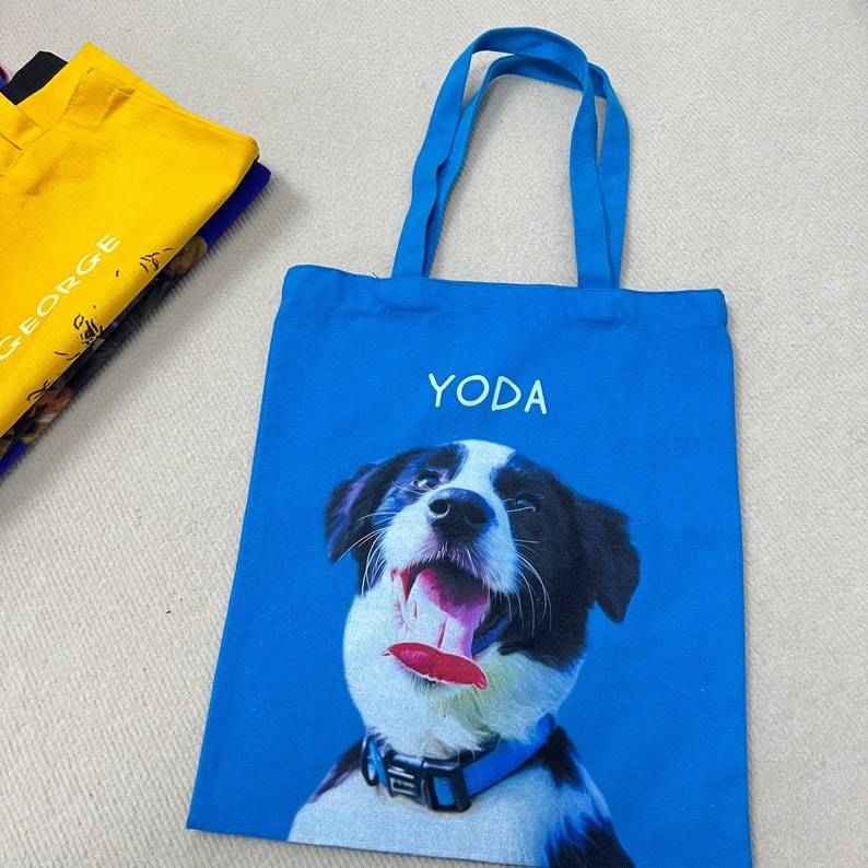 カスタマイズされたペットの写真をパーソナライズしたキャンバスバッグ