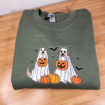 ハロウィンホラー幽霊ペット刺繡Tシャツ、トレーナー、パーカ-welikecustom-MJ