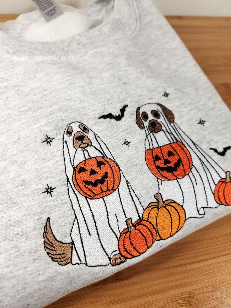ハロウィンホラー幽霊ペット刺繡Tシャツ、トレーナー、パーカ-welikecustom-MJ