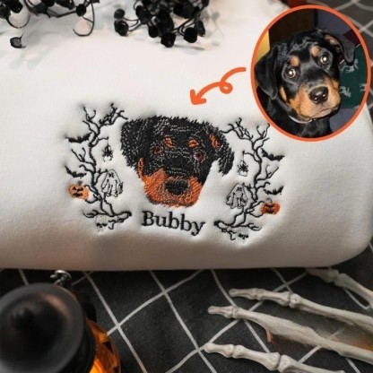 カスタム刺繍されたペットの顔のハロウィーン スウェットシャツ、パーソナライズされたハロウィーン ギフト-welikecustom-MJ