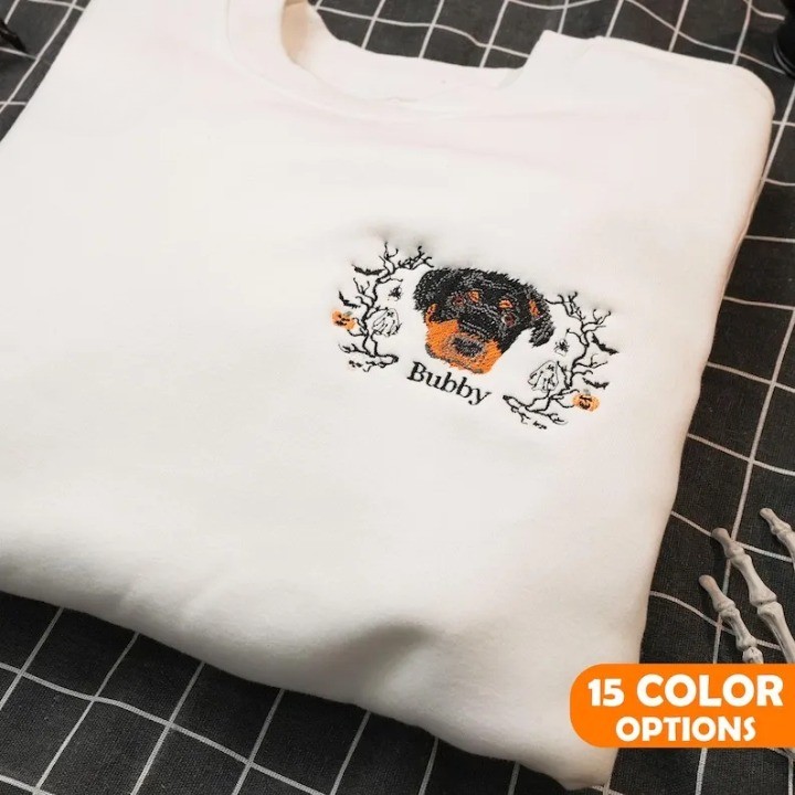 カスタム刺繍されたペットの顔のハロウィーン スウェットシャツ、パーソナライズされたハロウィーン ギフト-welikecustom-MJ