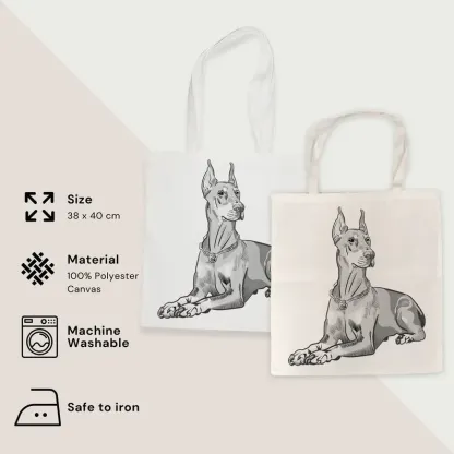 パーソナライズされたペットの写真手描き風キャンバストートバッグ