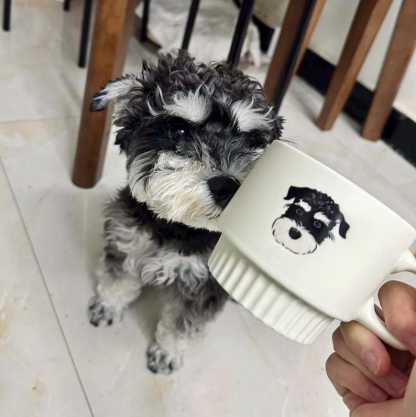 手描きのペットの肖像のカスタムコーヒーカップ、写真の手描きのペットの肖像のカップ、箇性的なペットの絵画カップ-welikecustom-MJ