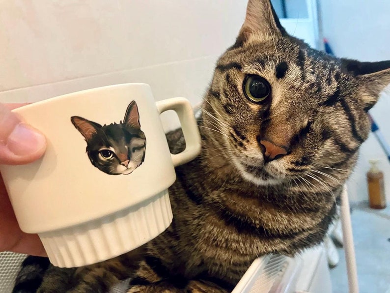 手描きのペットの肖像のカスタムコーヒーカップ、写真の手描きのペットの肖像のカップ、箇性的なペットの絵画カップ-welikecustom-MJ