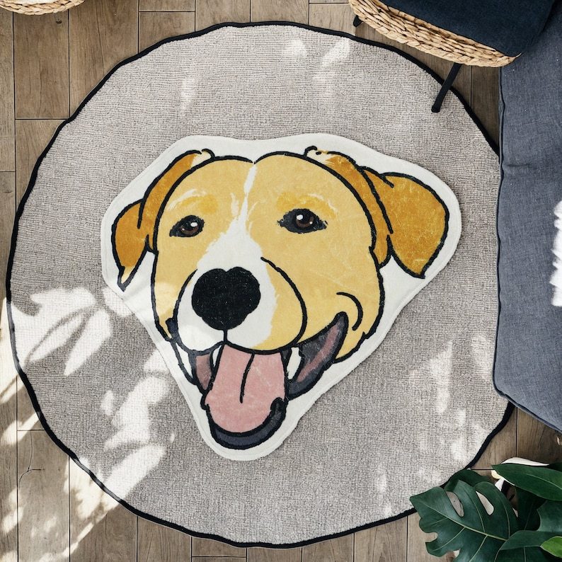 カスタムペットポートレートラグ、犬用カスタムラグ、ペットラグ、ペットへのギフト-welikecustom-MJ