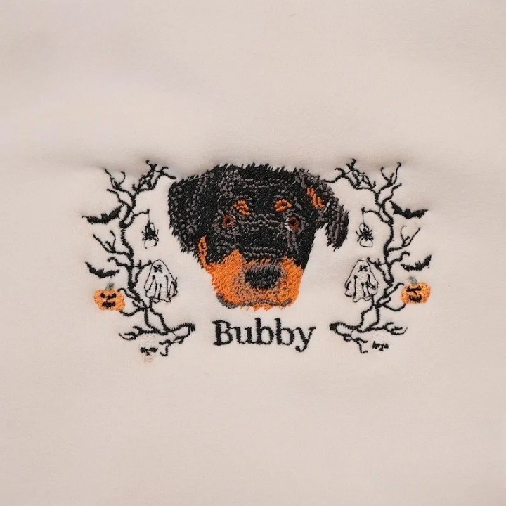 カスタム刺繍されたペットの顔のハロウィーン スウェットシャツ、パーソナライズされたハロウィーン ギフト-welikecustom-MJ