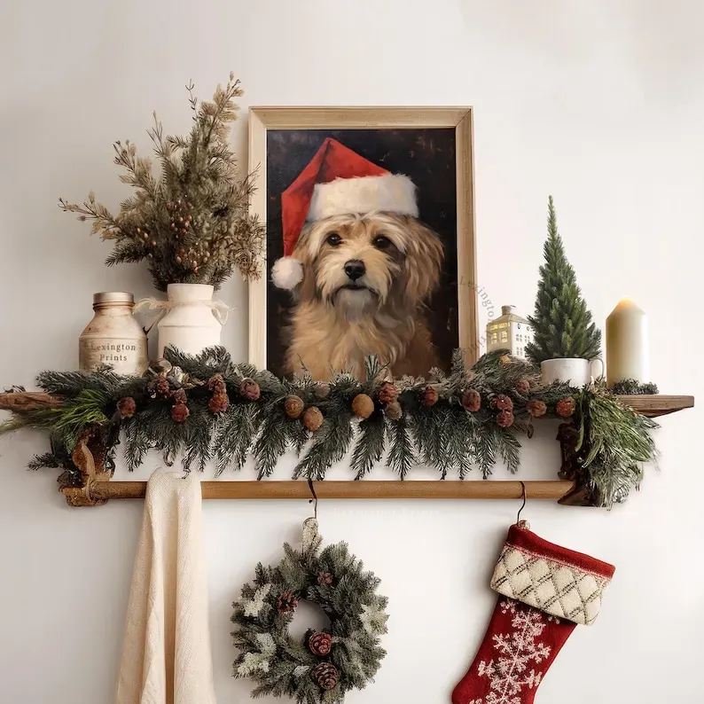 カスタムペットの写真クリスマス帽子シリーズのポートレート-welikecustom-MJ