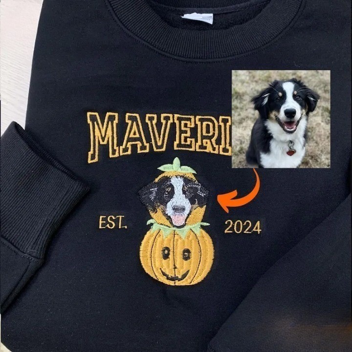 ハロウィンかぼちゃペットライン刺繡Tシャツ、トレーナー、パーカ-welikecustom-MJ