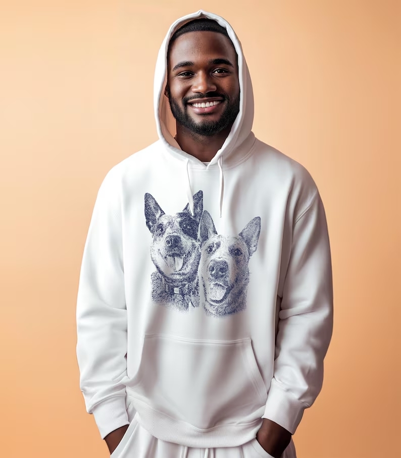 モノトーン調ペット写真Tシャツ/スウェット/パーカー - シンプルに映える愛犬・愛猫