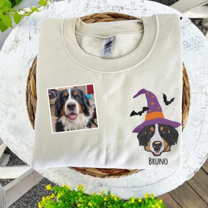 刺繍入りペット用ハロウィンスウェットシャツ、犬のグラフィック入りカスタムパーカー、友人へのハロウィンギフト-welikecustom-MJ