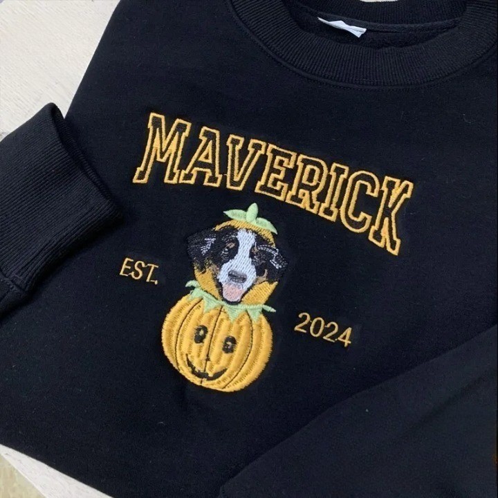 ハロウィンかぼちゃペットライン刺繡Tシャツ、トレーナー、パーカ-welikecustom-MJ
