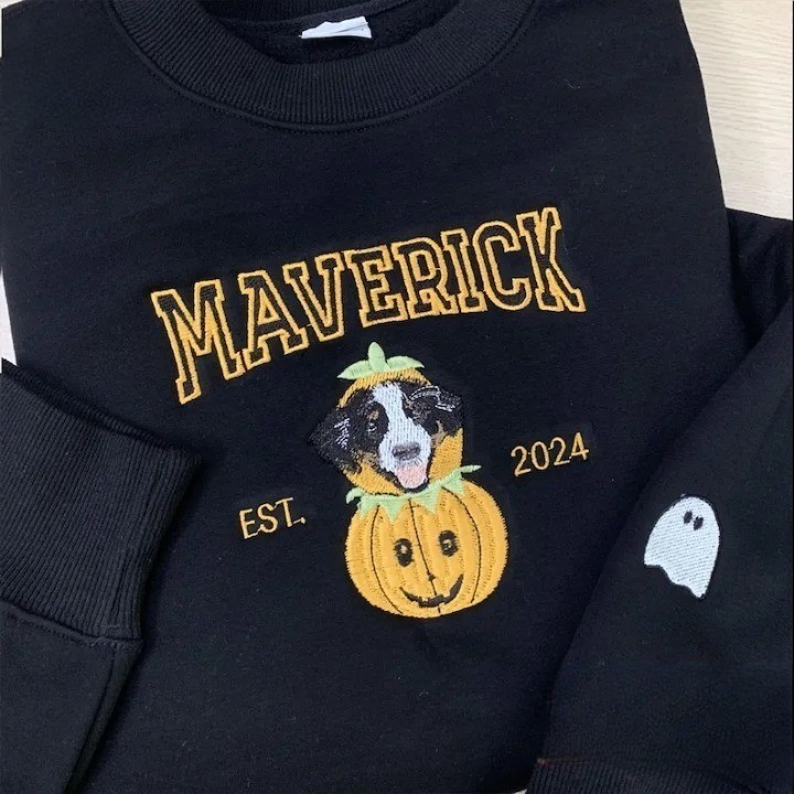 ハロウィンかぼちゃペットライン刺繡Tシャツ、トレーナー、パーカ-welikecustom-MJ
