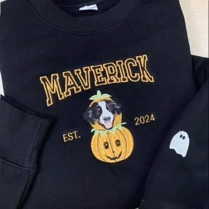ハロウィンかぼちゃペットライン刺繡Tシャツ、トレーナー、パーカ-welikecustom-MJ
