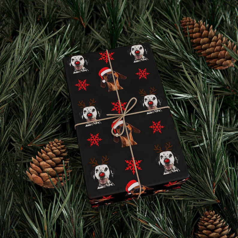 カスタマイズされたペットの写真クリスマスをテーマにした包装紙 (6 枚)-welikecustom-MJ