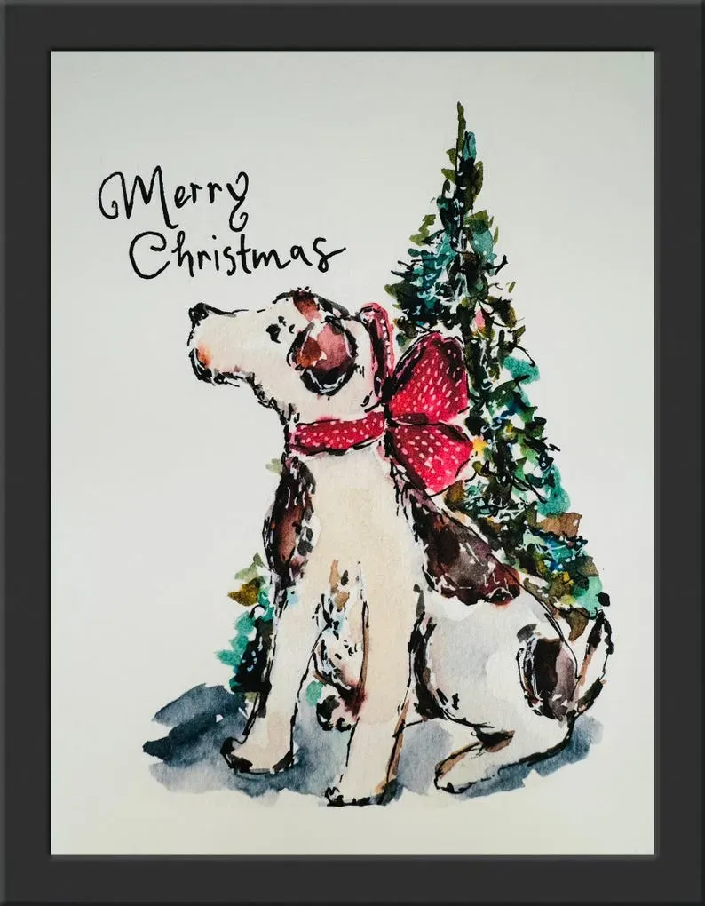 水彩の手描き風のシンプルなクリスマスペットのポートレート-welikecustom-MJ