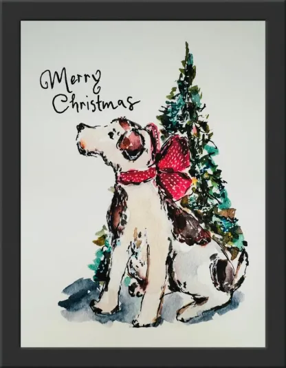 水彩の手描き風のシンプルなクリスマスペットのポートレート-welikecustom-MJ