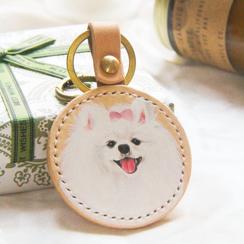 カスタマイズされたペットの肖像画キーホルダー、ペットの荷物タグ、ペットの肖像画レザーキーホルダー-welikecustom-MJ