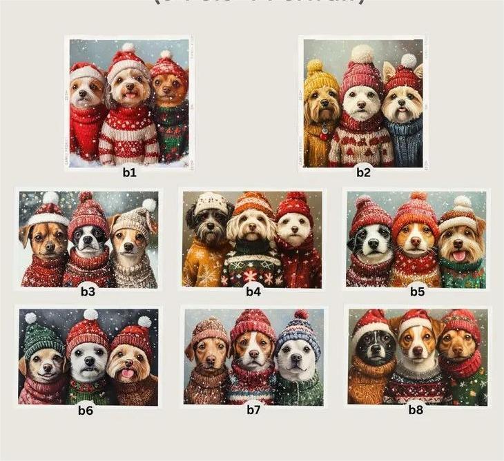 複数のペットの写真用にカスタマイズされたクリスマス スタイルのポートレート-welikecustom-MJ