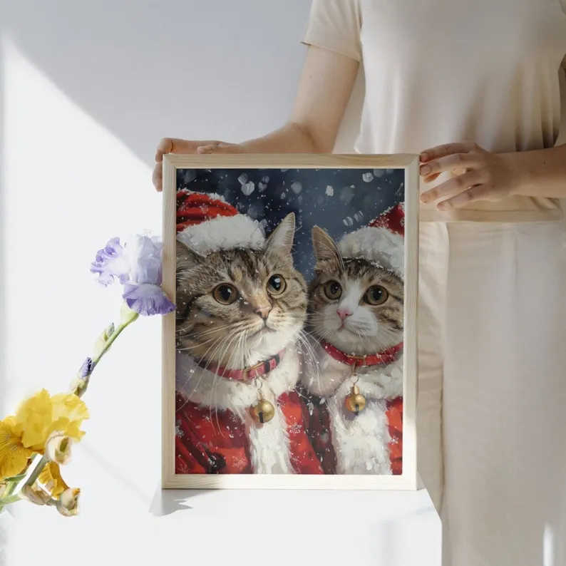 複数のペットの写真用にカスタマイズされたクリスマス スタイルのポートレート-welikecustom-MJ