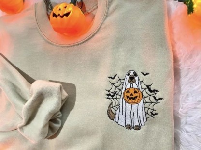 ハロウィン蜘蛛の巣カボチャの要素カスタムペット刺繡Tシャツ、トレーナー、パーカ-welikecustom-MJ