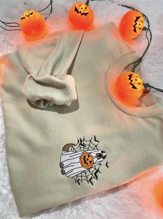 ハロウィン蜘蛛の巣カボチャの要素カスタムペット刺繡Tシャツ、トレーナー、パーカ-welikecustom-MJ