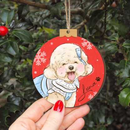 カスタマイズされたペットの手描きスタイルのクリスマス木製サインペンダント-welikecustom-MJ