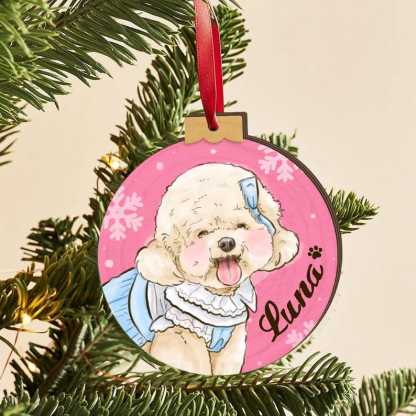 カスタマイズされたペットの手描きスタイルのクリスマス木製サインペンダント-welikecustom-MJ