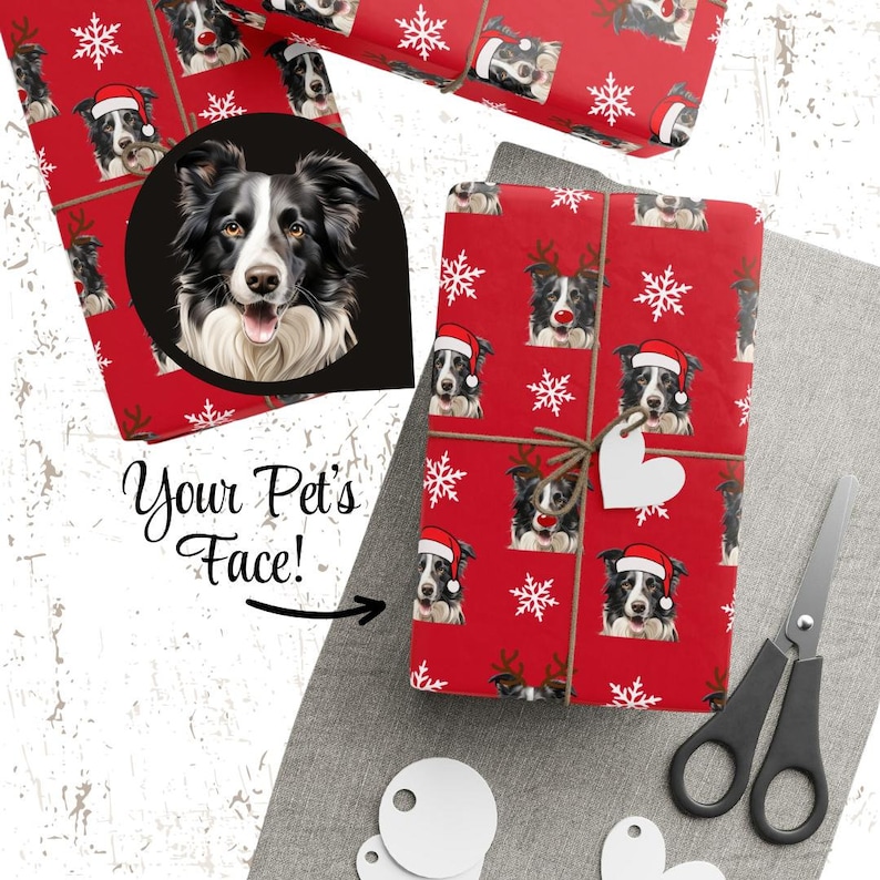 カスタマイズされたペットの写真クリスマスをテーマにした包装紙 (6 枚)-welikecustom-MJ