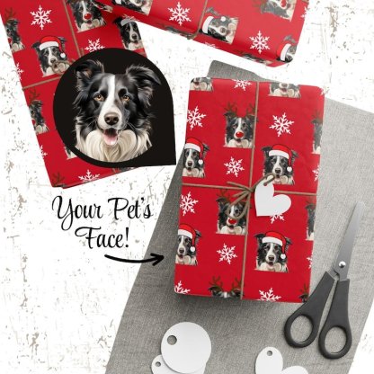 カスタマイズされたペットの写真クリスマスをテーマにした包装紙 (6 枚)-welikecustom-MJ