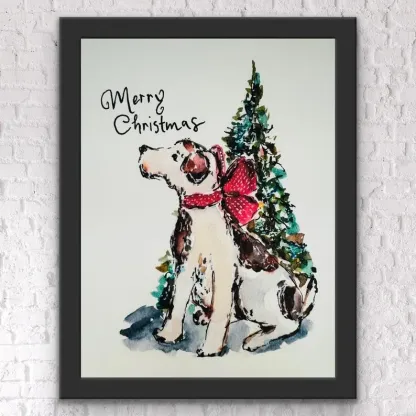 水彩の手描き風のシンプルなクリスマスペットのポートレート-welikecustom-MJ