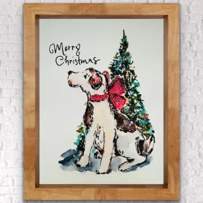 水彩の手描き風のシンプルなクリスマスペットのポートレート-welikecustom-MJ