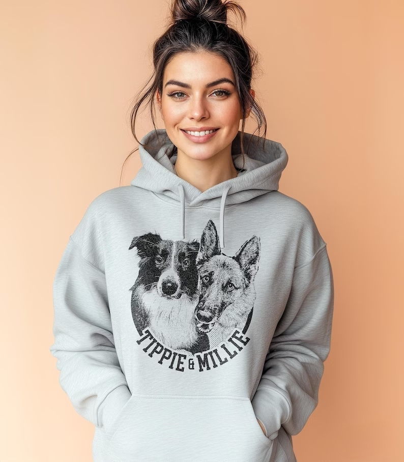 モノトーン調ペット写真Tシャツ/スウェット/パーカー - シンプルに映える愛犬・愛猫