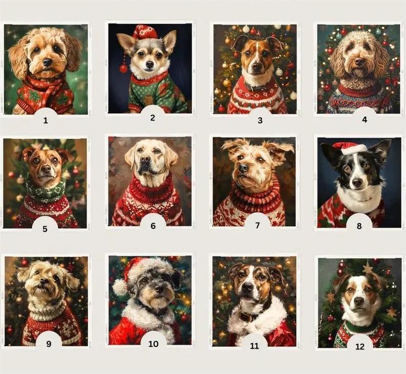 複数のペットの写真用にカスタマイズされたクリスマス スタイルのポートレート-welikecustom-MJ