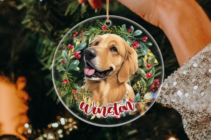 カスタマイズされたペットの写真クリスマスリーススタイルの透明アクリルペンダント-welikecustom-MJ