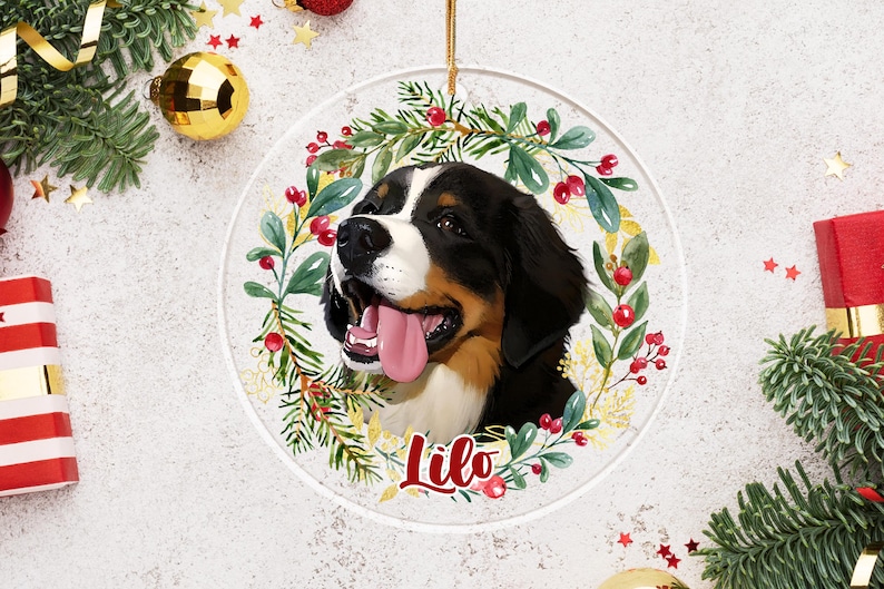 カスタマイズされたペットの写真クリスマスリーススタイルの透明アクリルペンダント-welikecustom-MJ