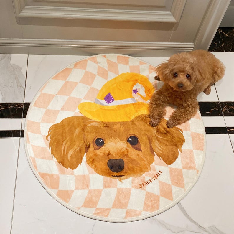 カスタムペット写真ラウンドラグホームデコレーション、パーソナライズされたペットメモリアルギフト-welikecustom-MJ